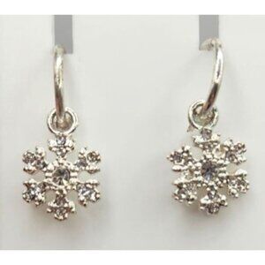 Silver Tone Snowflake Dangle Earrings With Rhinestone Accent